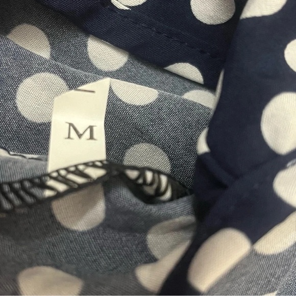 Claudia G Sleeveless Asymmetric‎ HalterTop Dress Womens M Navy White Dot NWOT - Picture 8 of 14